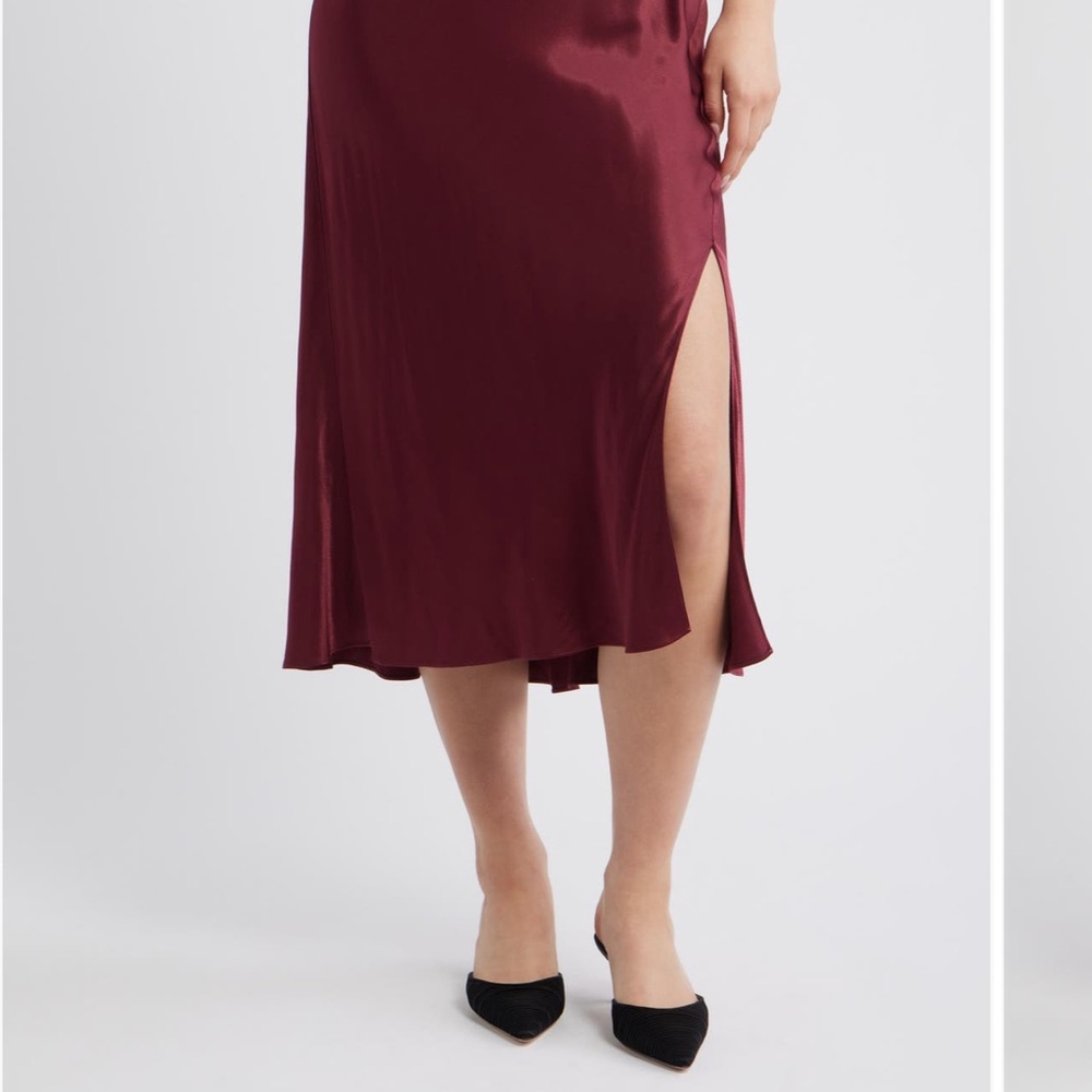 Rails Burgundy Satin Midi Skirt